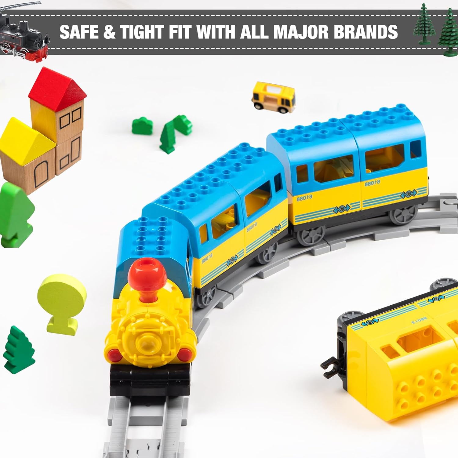 MANNIDOO 34 Pieces Train Bridge Tracks, Classic Railway Track with 12 Curved Tracks, 12 Straight and Bridge Tracks - Compatible with All Major Brands, Toy Track Accessory for Kid, Light Grey