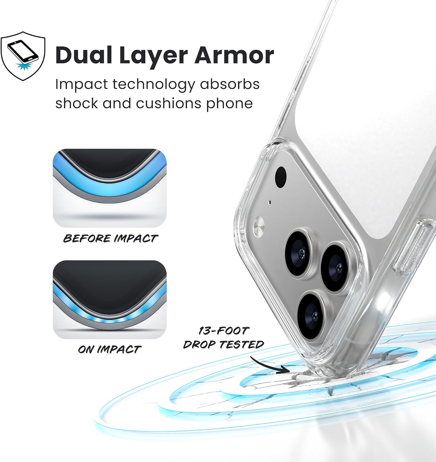 Speck Presidio Perfect Clear for iPhone 17 Pro Case, Slim Protective Case, Clear/Clear/Silver