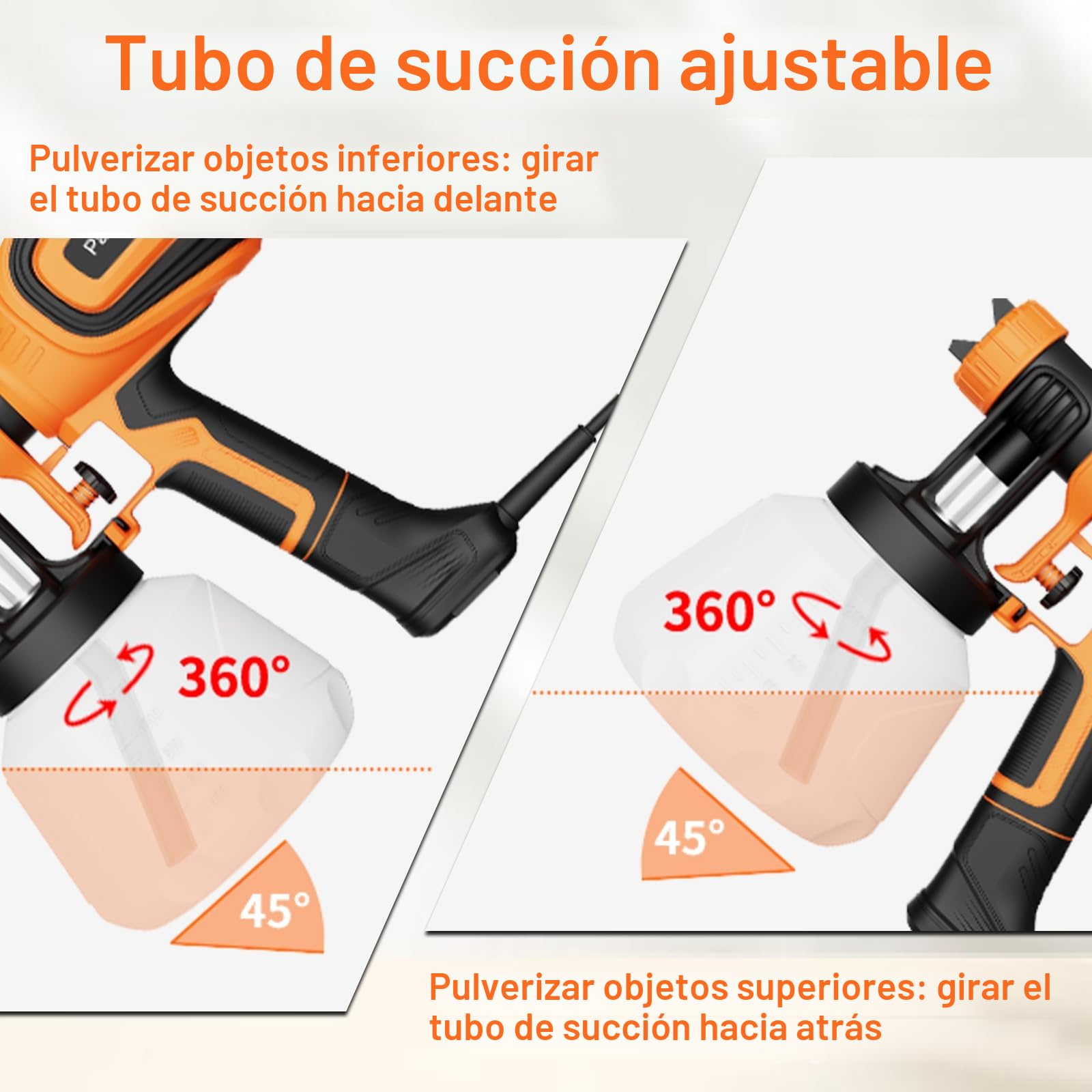 Pulverizador de Pintura HVLP 700 W, Pulverizador Eléctrico con DepóSito de 1200 ML, Flujo de 1000 Ml/Min, 4 Boquillas y 3 Patrones de Pulverización, Incluye Boquillas de Limpieza y Soplado de Polvo