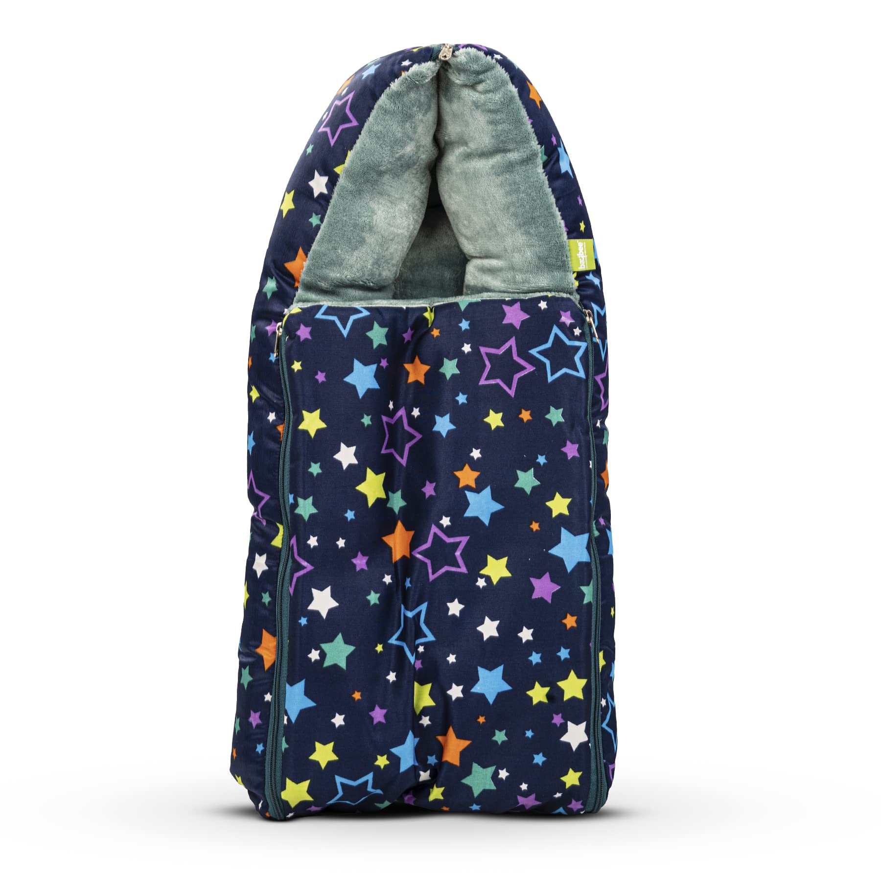 Baybee 3 in 1 Velvet Cotton Baby Bed Cum Carry Bed, Printed Baby Sleeping Bag-Baby Bed-Infant Portable Bassinet-Nest for Co-Sleeping Baby Bedding for New Born 0-6 Months Boy Girl (Blue - Lite Green)