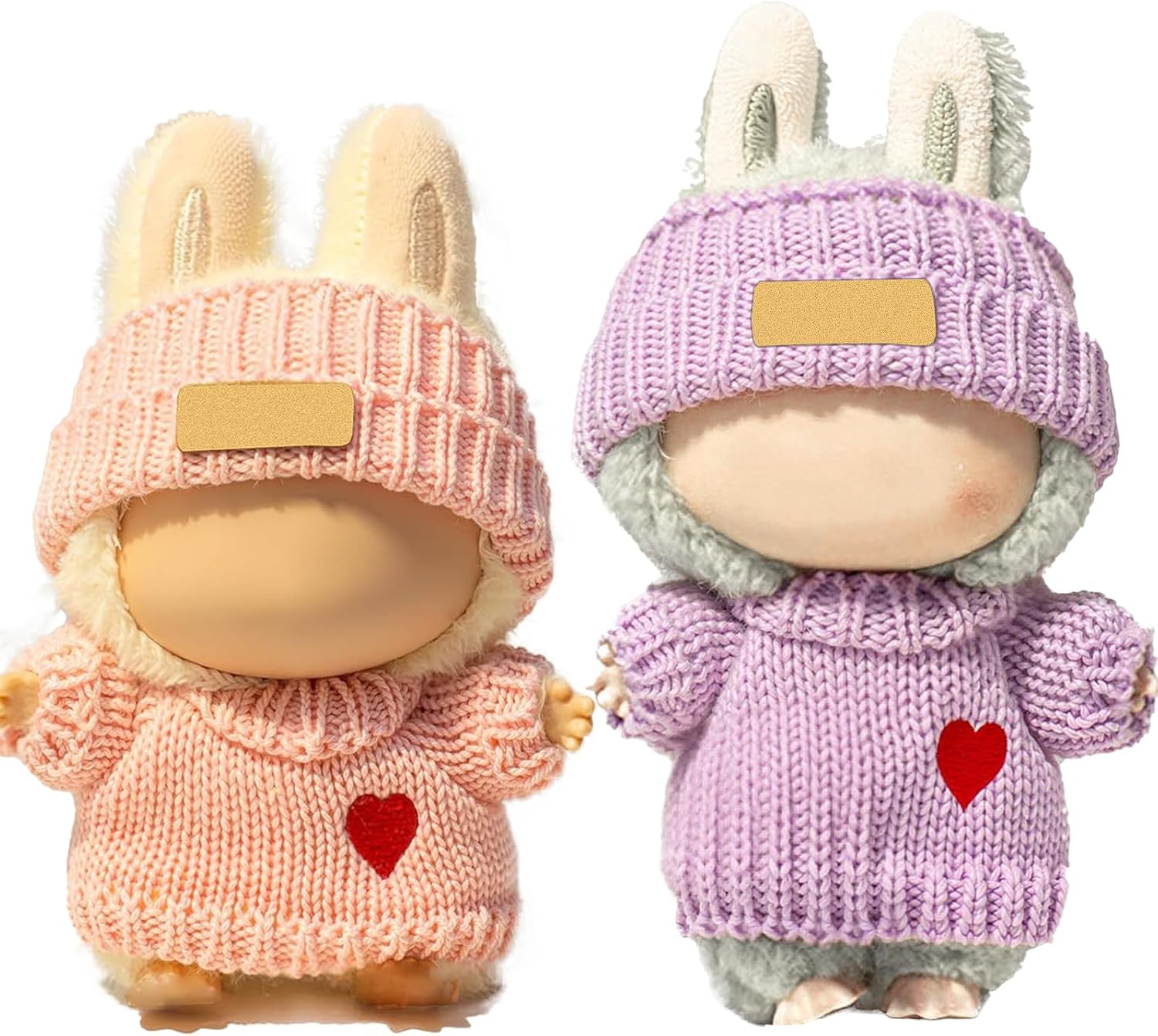 2 Sets for Clothes 17cm/15cm Outfits (4 Pieces) Accessories Handcrafted Crochet Doll Clothes for Fashion Designer Ropa Collection with Hats & Sweater Pink & Purple