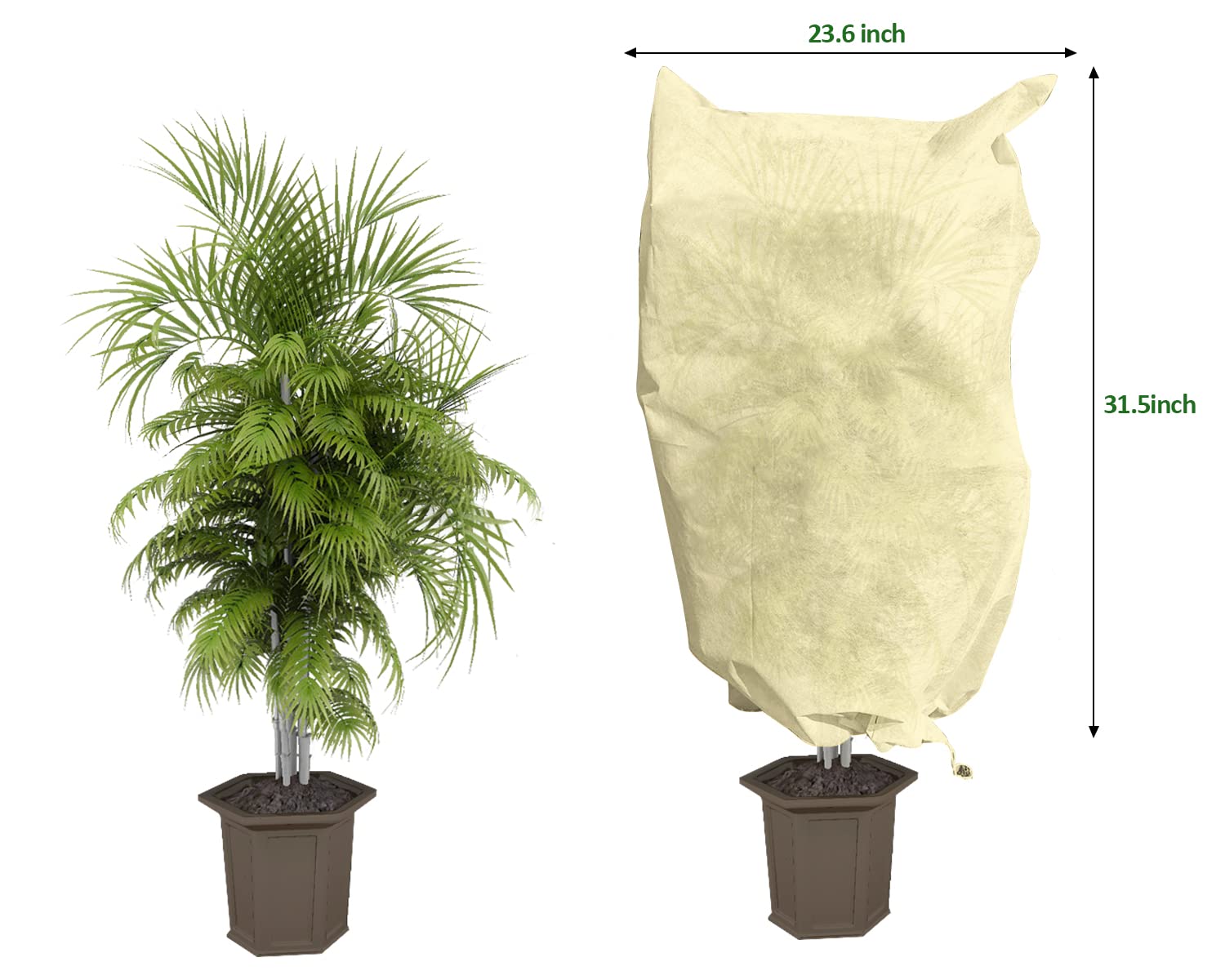 EAONE 12 Stück Pflanzenabdeckungen Frostschutz, 58x79 cm Winter-Frostdecken für Outdoor-Pflanzen, wiederverwendbarer Pflanzenschutz, Kordelzugbeutel für Kälte, Sonnenschutz, Vogel-Insektenschutz