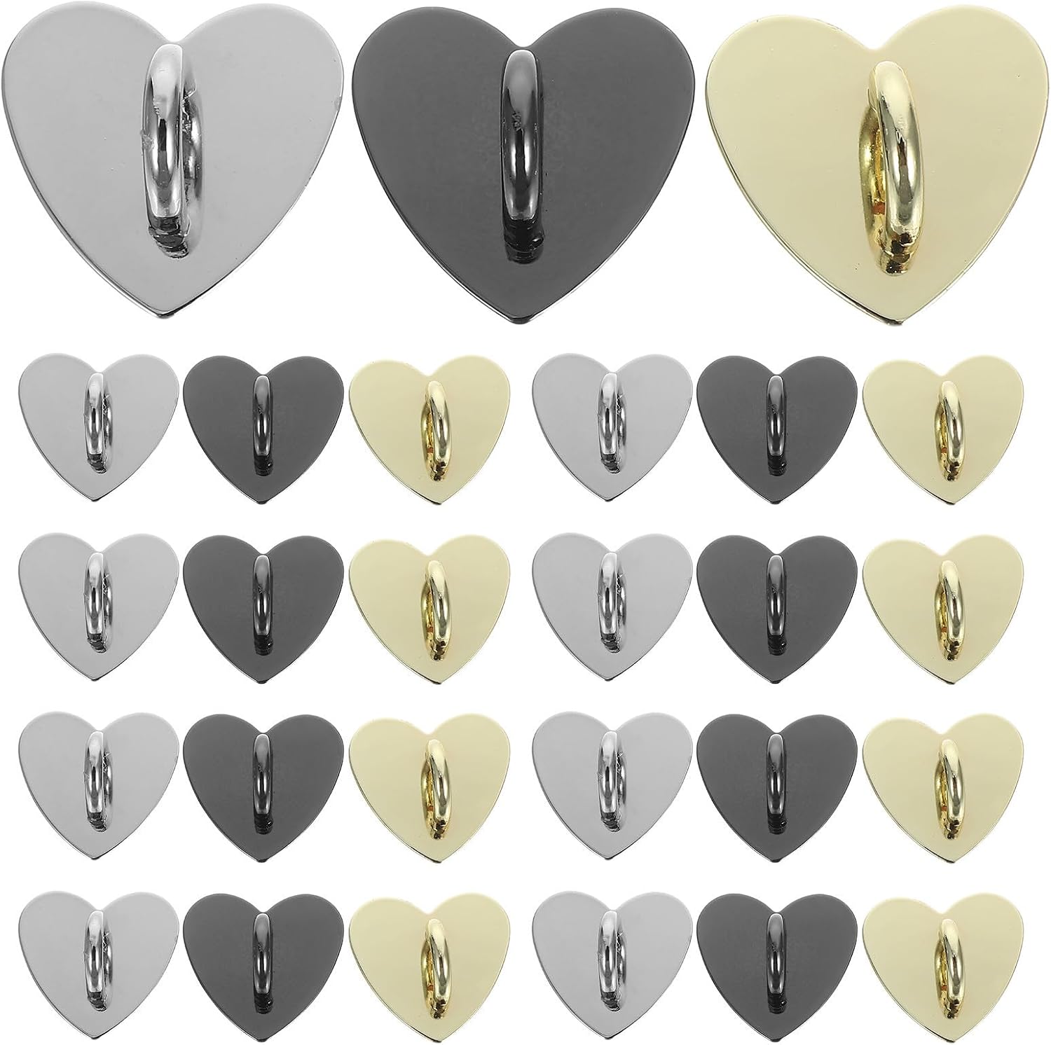 30pcs Heart-Shaped Alloy Phone Strap Hook with Strong Adhesive Grip