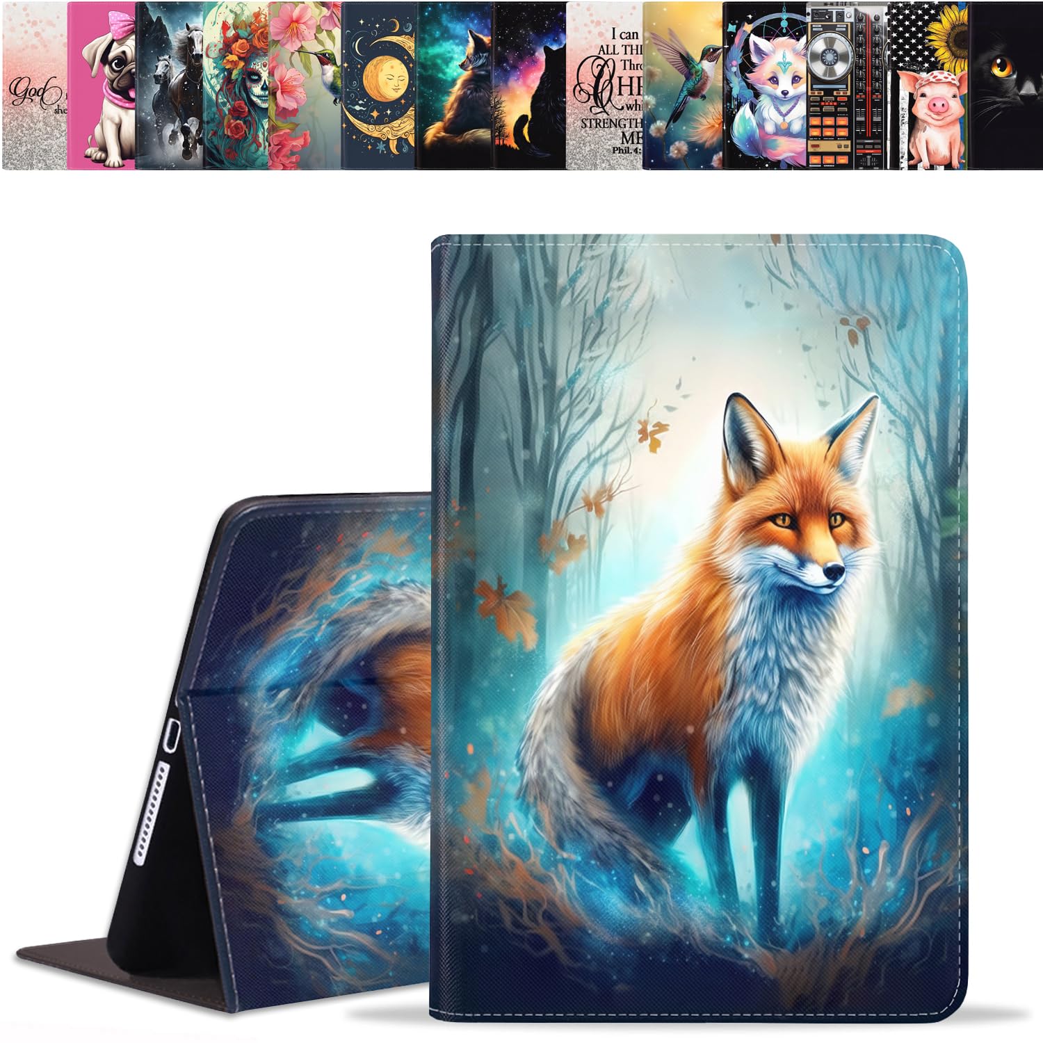 stmedazm Case for iPad 9th/8th/7th Gen (2021/2020/2019) 10.2 Inch, iPad Air (3rd Gen) 10.5 Inch 2019, Premium PU Leather Folding Stand Case with Auto