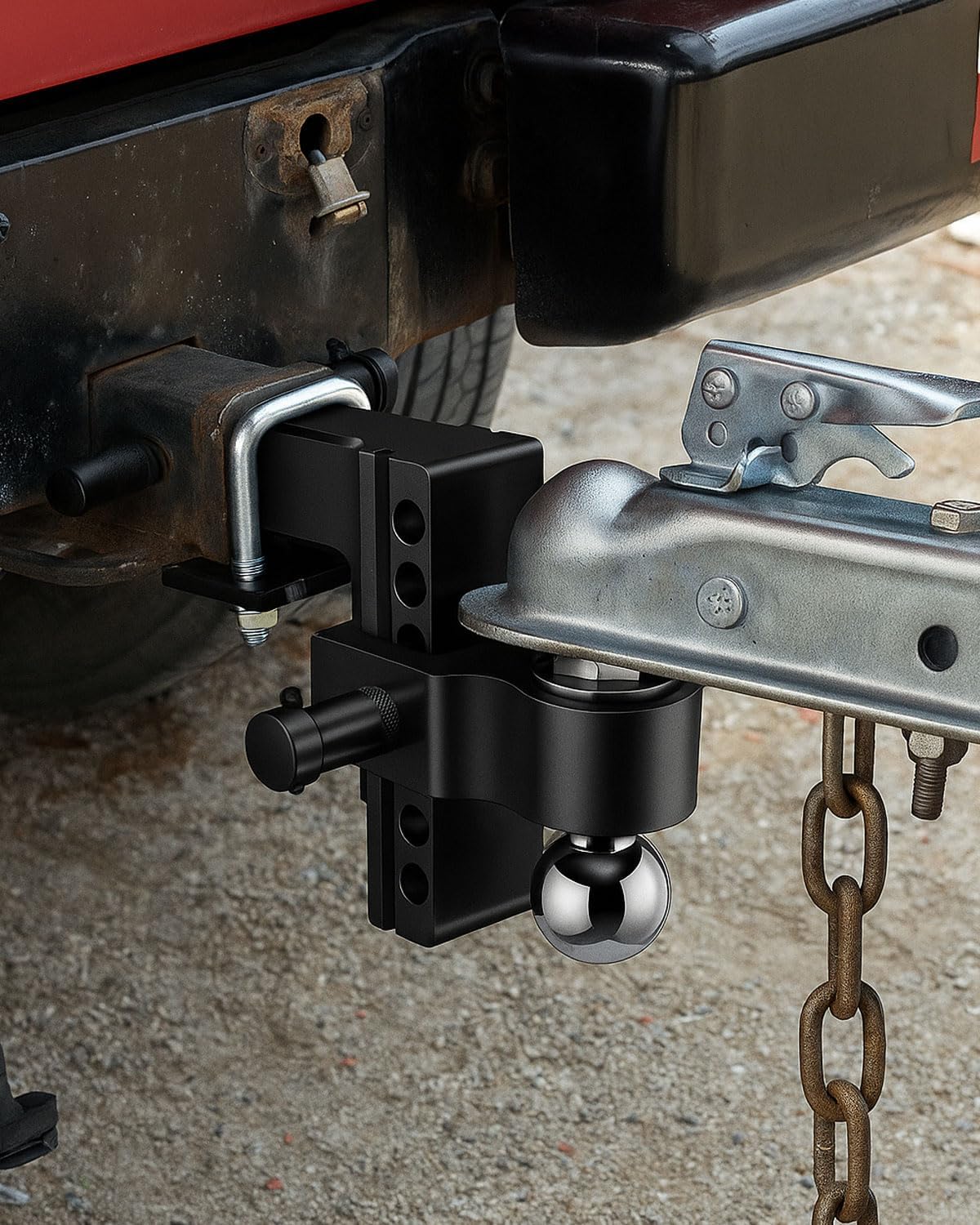 Kohree 6 Inch Adjustable Trailer Hitch Fit 2 Inch Receiver, Dual Solid Ball 2" and 2-5/16"(12,500 LBS GTW), Drop & Rise Heavy Duty Aluminum Tow Hitch with 2" Hitch Tightener & 2 Locking Hitch Pin