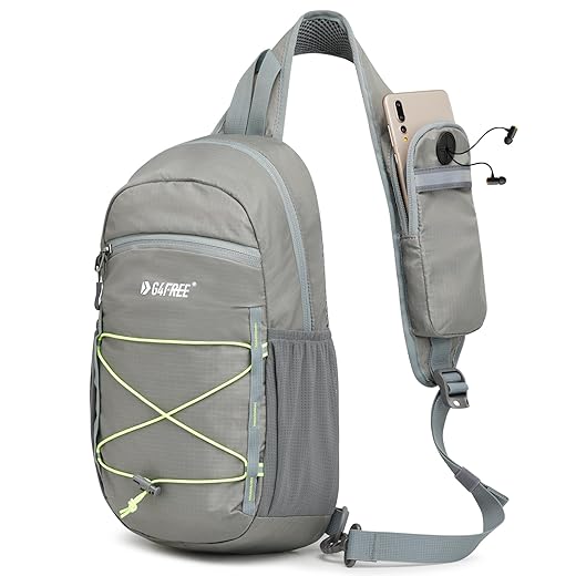 G4Free Sling Bag Backpack RFID Blocking Crossbody with Front Pocket Hiking Daypack Outdoor Chest Bag for Women Men Grey