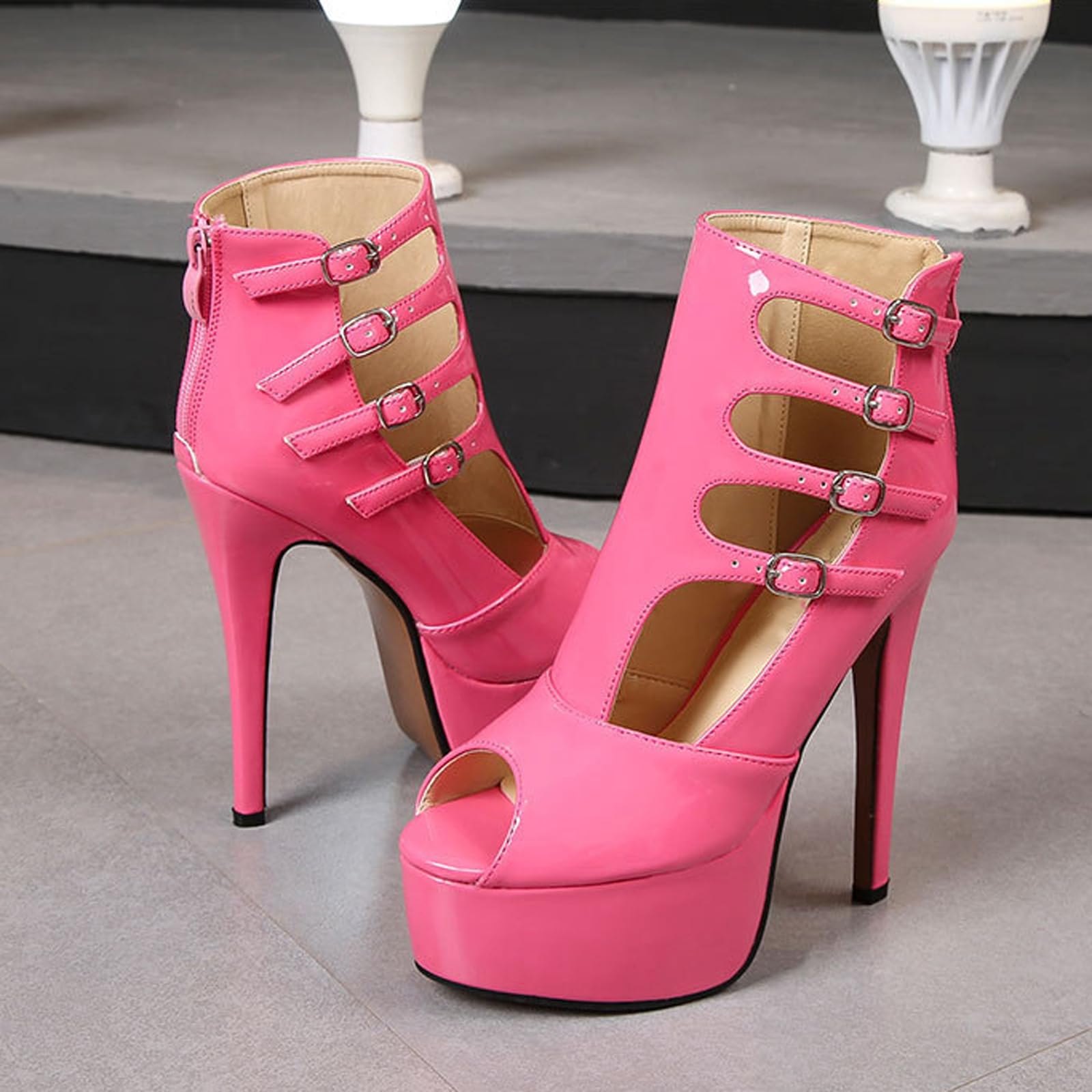 Bottes gothiques à plateforme femme bout ouvert pour travestissement