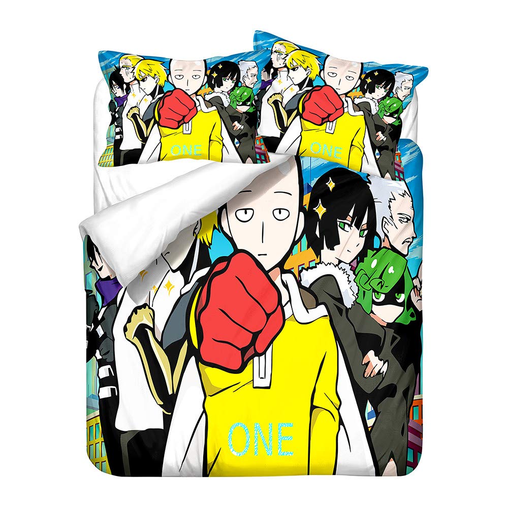 Nichiyobi 1 One Punch-Man Duvet Cover Bedding Set - Duvet Cover And Pillowcase, Microfibre, 3D Digital Print, Three-Piece Bed Linen (, Single 35 X 200 Cm)