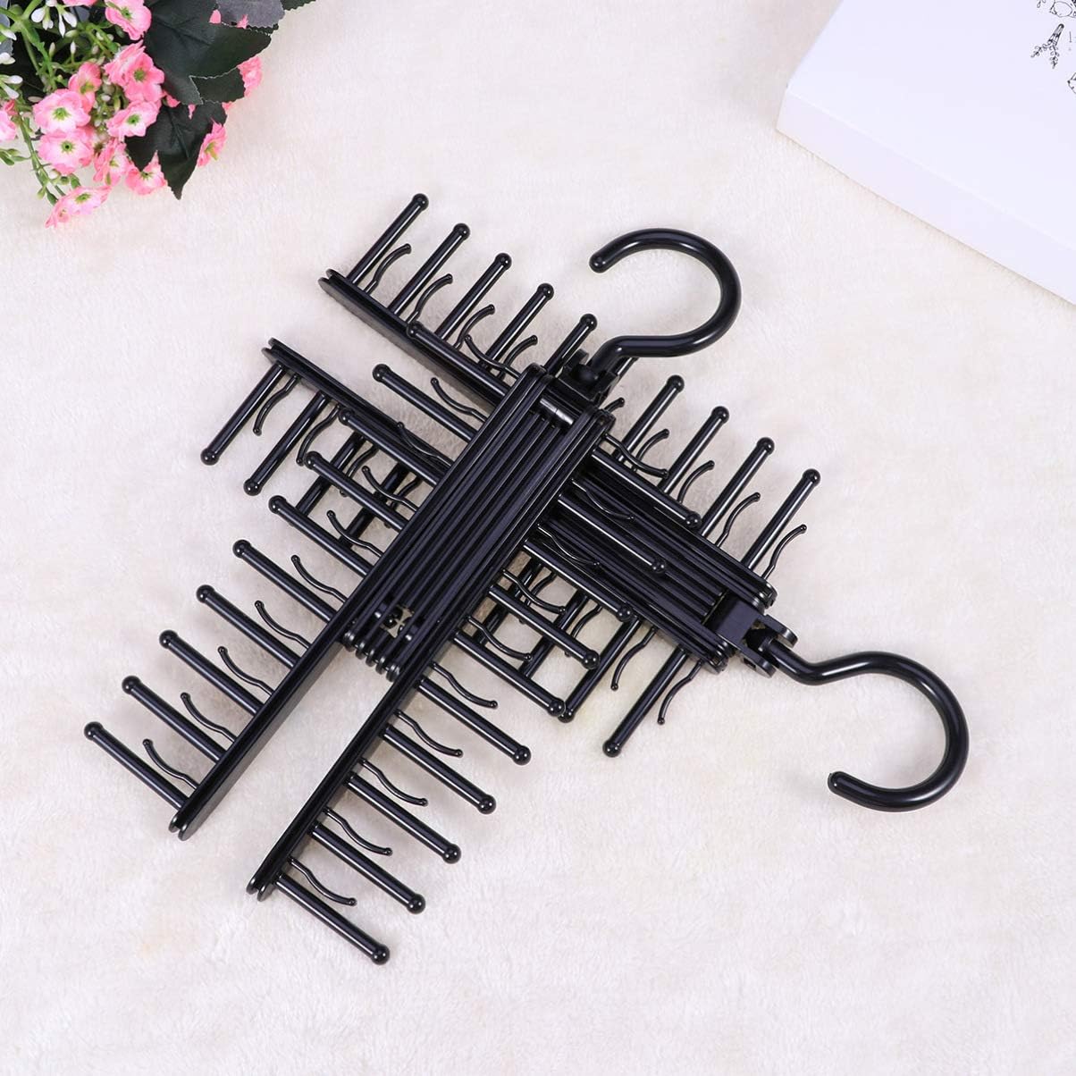 3pcs Rotating Tie Hanger Rack Space Efficient Double-Sided Holds Belts Scarves More Men Closet Accessory