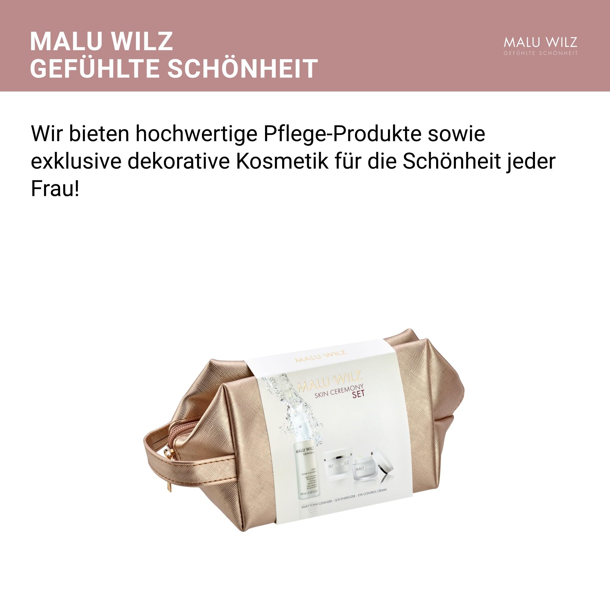 Malu Wilz Skin Ceremony Pflegeset - Beauty Set mit Q10 Energizer, Eye Control Cream und Milky Foam Cleanser, Hochwirksame Gesichtspflege mit Anti Aging Effekt