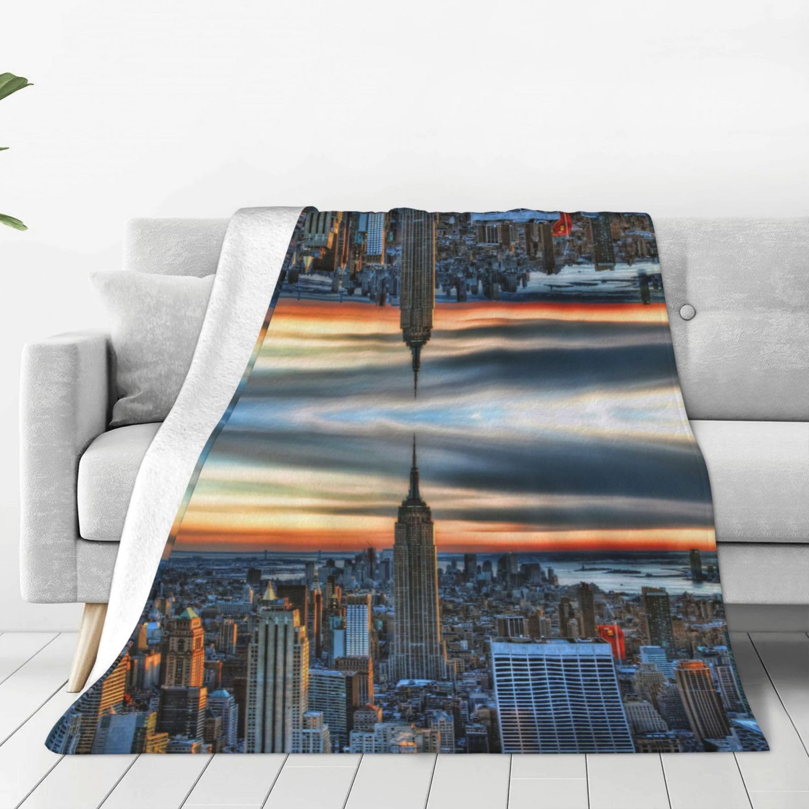 Couverture polaire pour canapé et lit plaid chaud imprimé New York pour cocooning