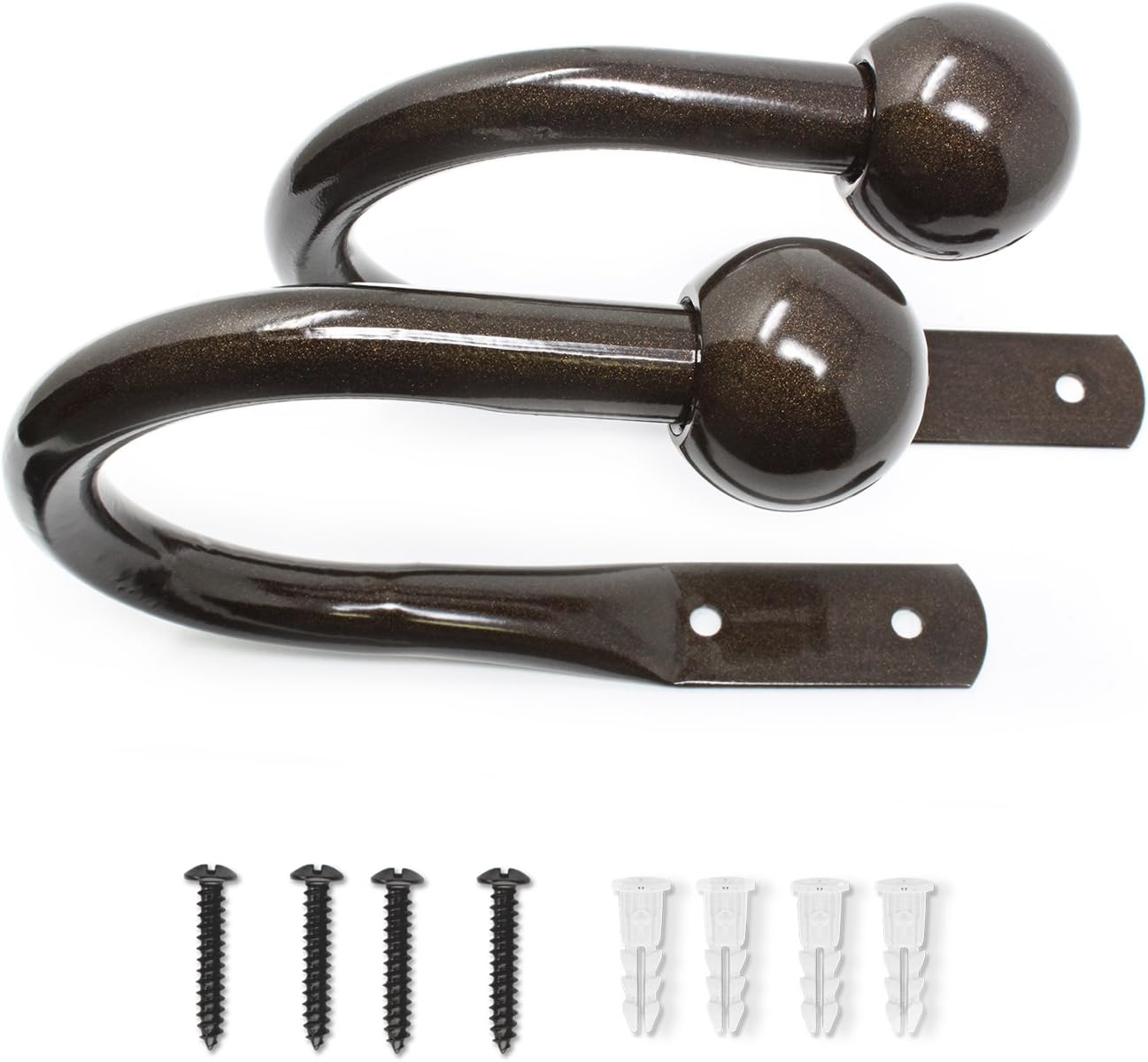 Classic Ball Finial Curtain Decorative Holdbacks Hook Backs (Set of 2), Essential Bronze (100% Steel)