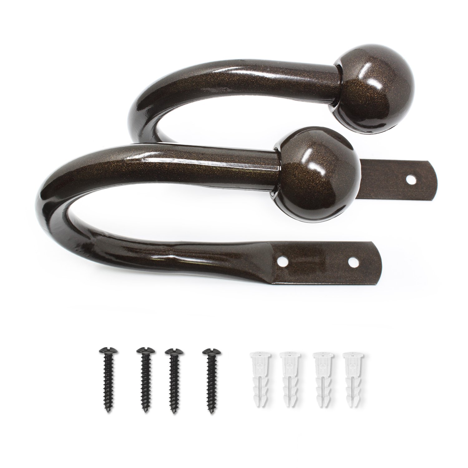 Classic Ball Finial Curtain Decorative Holdbacks Hook Backs (Set of 2), Essential Bronze (100% Steel)