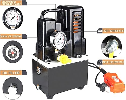 Miniatura 7 de Bomba hidráulica ATO Bomba hidráulica eléctrica de 1.2KW Válvula manual de 220 V de efecto único 10000 PSI Unidad de potencia hidráulica eléctrica