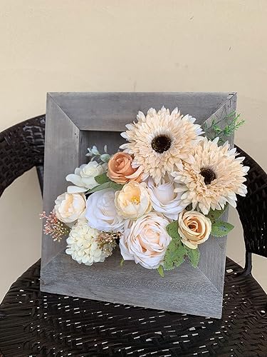 Vista 273 de White Rose Artificial Flowers Fake Flower Bulk with Stems for DIY Wedding Bouquet Bridal Baby Shower Centerpiece Table Decorations Silk Faux Floral