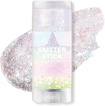 Holographic Body Glitter Stick, Dazzle Color-Changing Face and Hair Glitter Accessories, Waterproof Shimmer Face Glitter Makeup, Hair Glitter Makeup Rave Outfits for Women