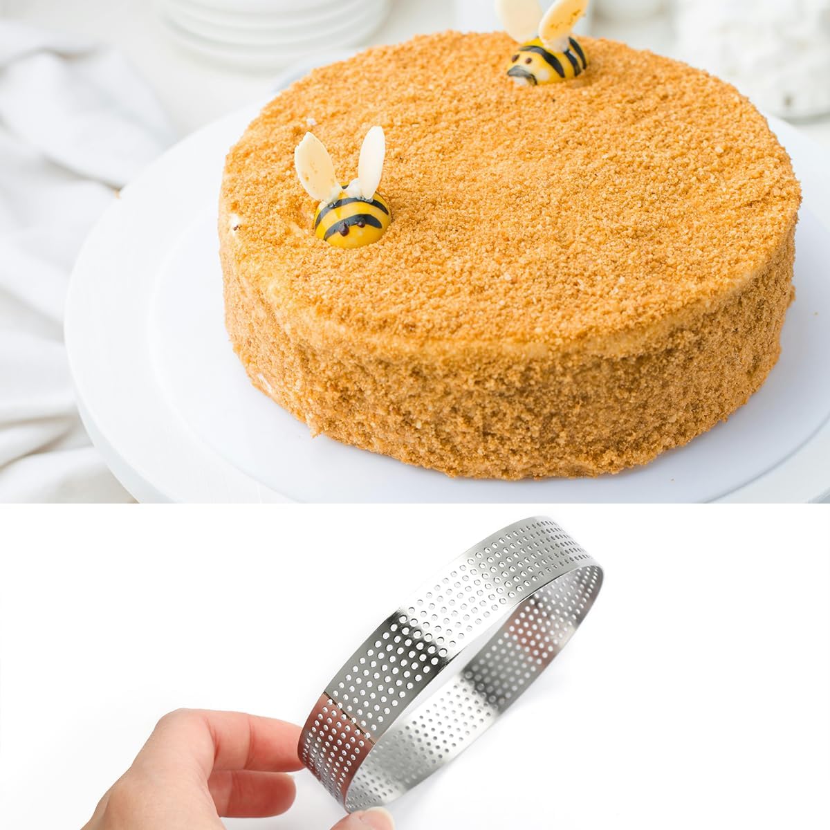 Tabanzhe Stainless Steel Perforated Tart Ring Set for Baking Tower Pie Cake Crumpets and Desserts - Image 3