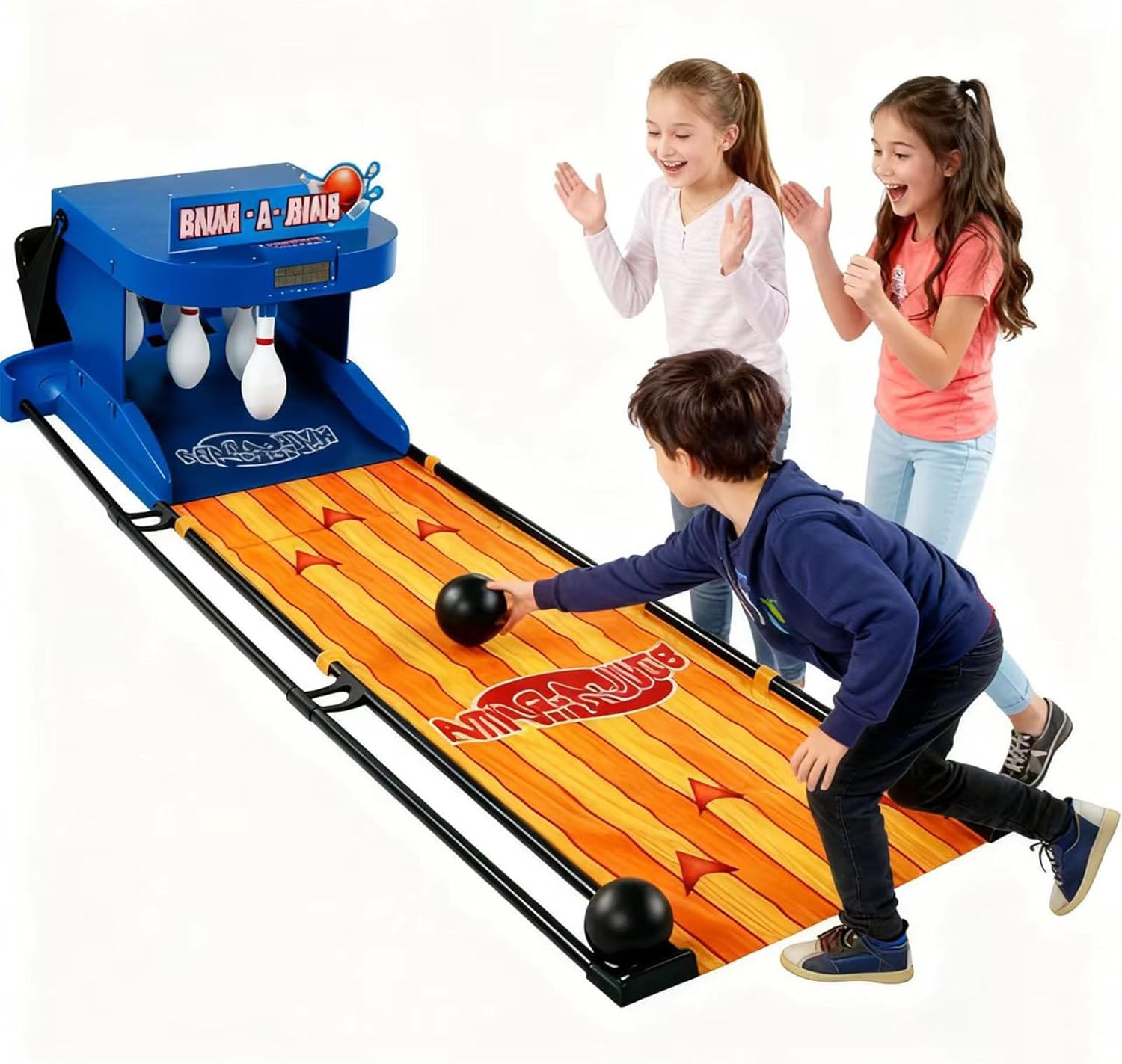 Electronic Bowling Game Set with Smart LED Display & Auto Ball Return - Quick Setup Foldable Alley for Family Indoor Sports & Kids Activities 3.5m/137.8in