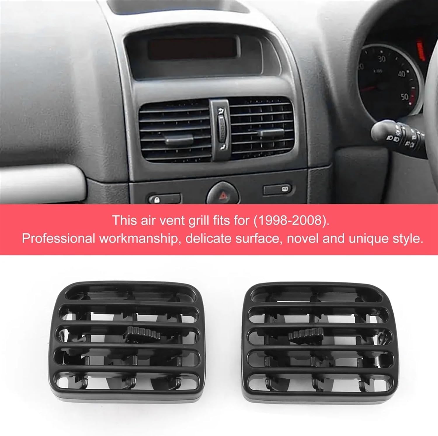 1Pair Car Center Console Air Vent Compatible With Renault Clio II 1998-2001/THALIA I 2001-2006 Air Jet Intake Grille 7702258375