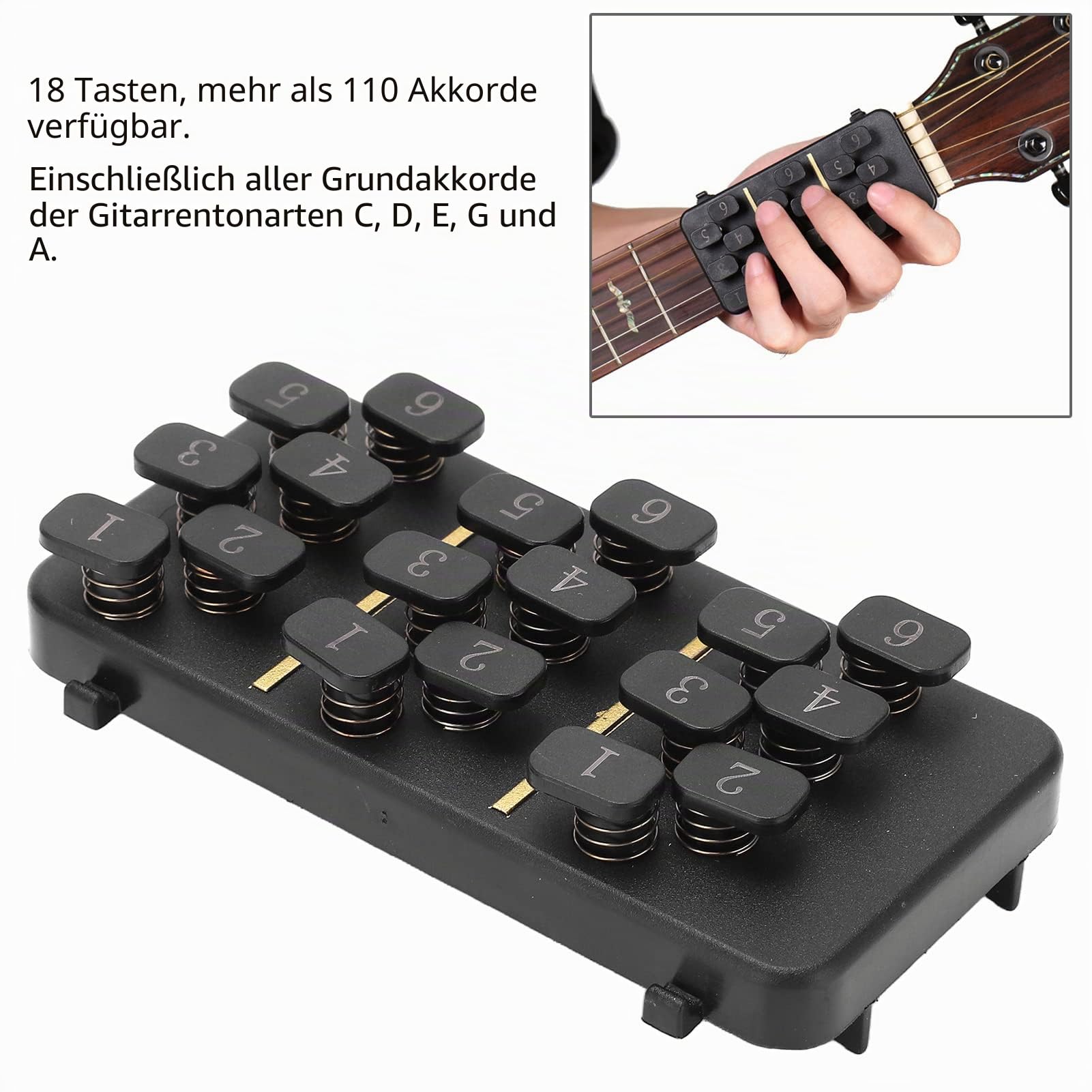Gitarren Akkord Trainer Guitar Aid Chord Tools Guitar Chord Learning Aid 110 Akkorde 18 Buttons Guitar Chord Changer mit Akkorddiagramm für Anfänger