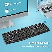 Vista 3 de Lovaky MK98 Teclado inalámbrico, ergonómico 2.4G, teclado de computadora, luz indicadora ampliada, teclado de PC de tamaño completo con teclado Negro