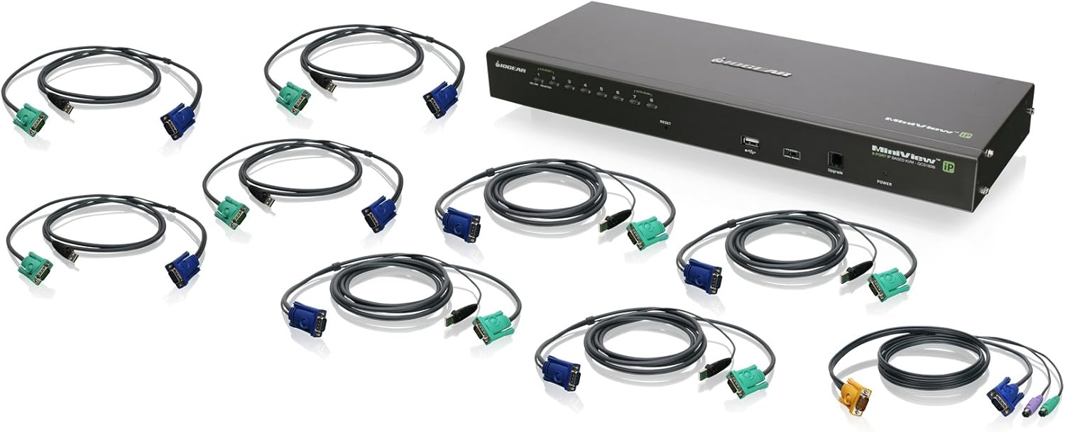 IOGEAR 8Port IP Based KVM Kit with USB KVM Cables, TAA