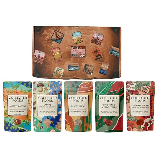 Vegan Spice Gift Set - Gourmet Seasoning Collection by NYC Chefs for Plant-Based Cooking: Includes Zaatar, Umami, Tuscan Blend, Wild Rose Harissa, and Aleppo Pepper"