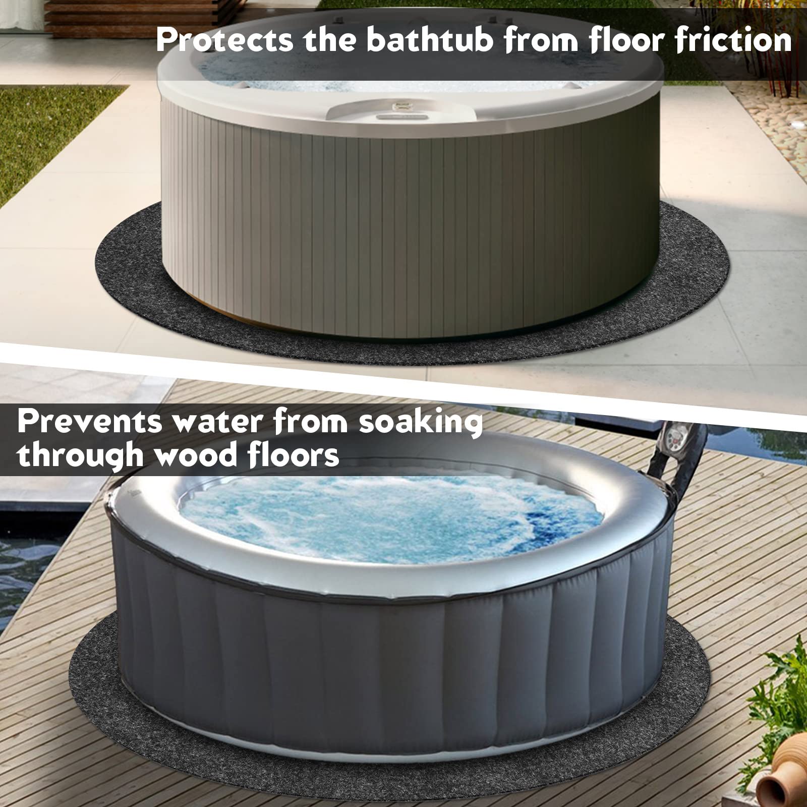 Tapis De Protection Pour Piscine Gonflable - Diamètre 3,7m - Absorbant Et Antidérapant - Usage Intérieur/extérieur