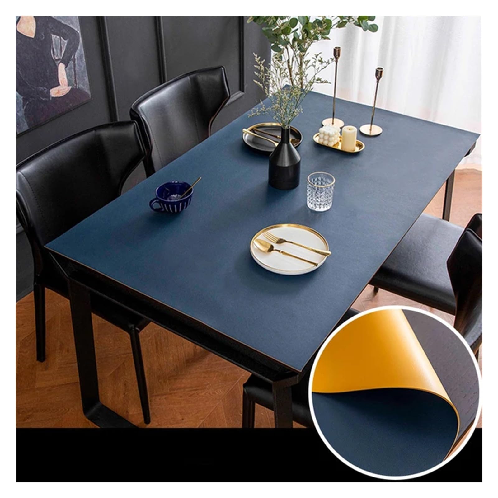 XIUsheUA tablecloth Leather Tablecloth Table Cloth Cover Waterproof Anti-Scald Anti-Oil Restaurant Large Protector Mat Can Be Used On Both Sides(L,90x180cm 35x71in)