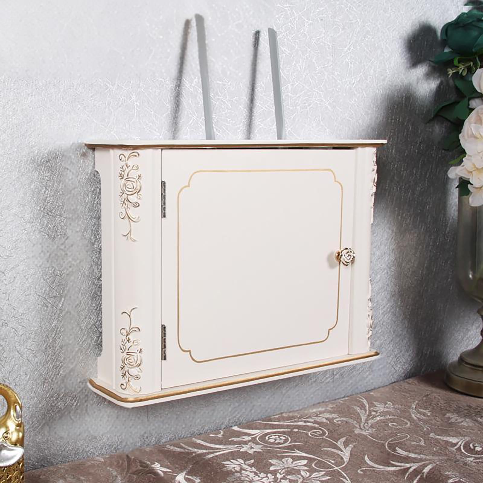 Caja para enrutador WiFi sin taladro organizador de pared con doble piso para ocultar cables