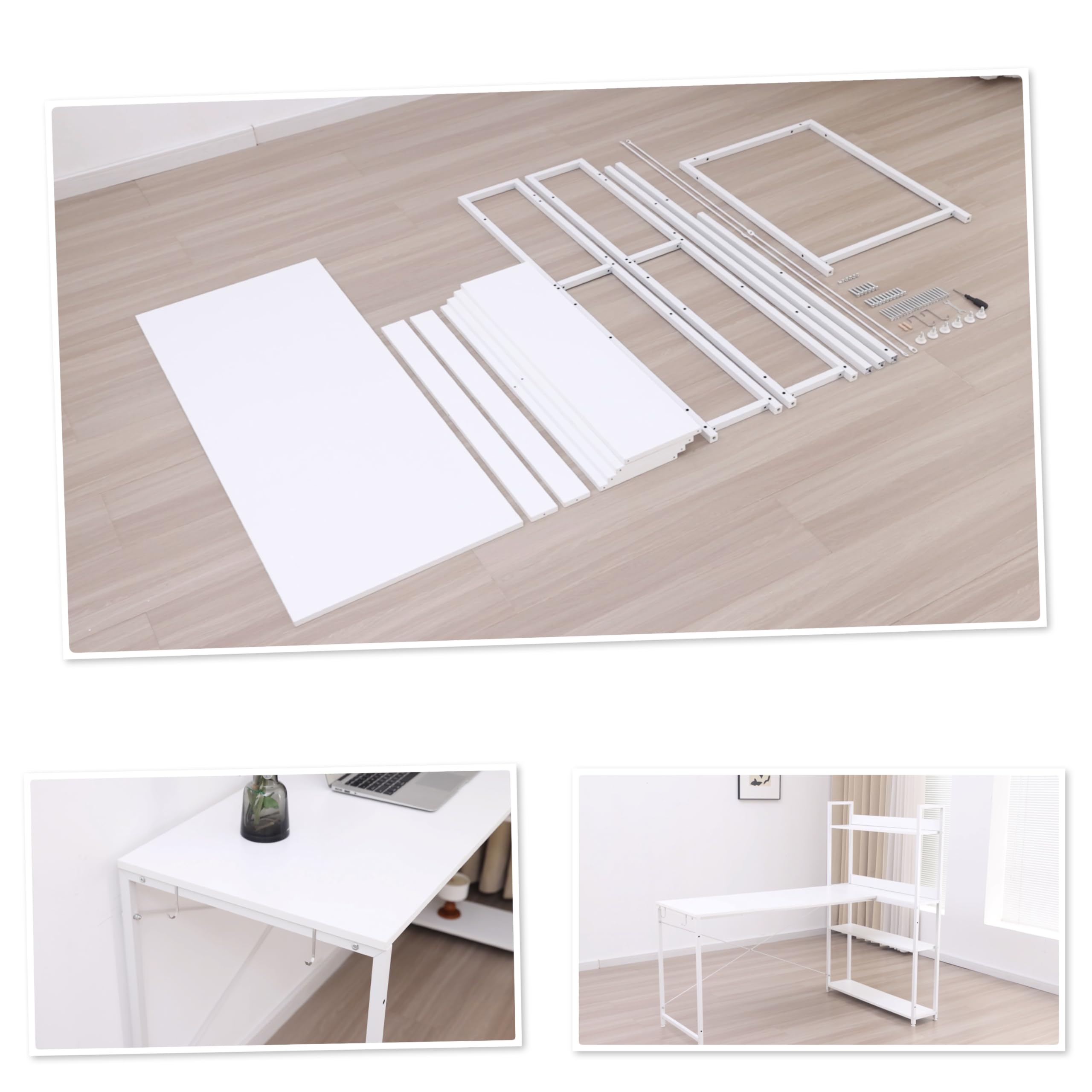 Garvis Eckschreibtisch 120x50 cm (128 cm Hoch) – L-Form Gaming Tisch mit 3-Tier Regal (Rustikal)