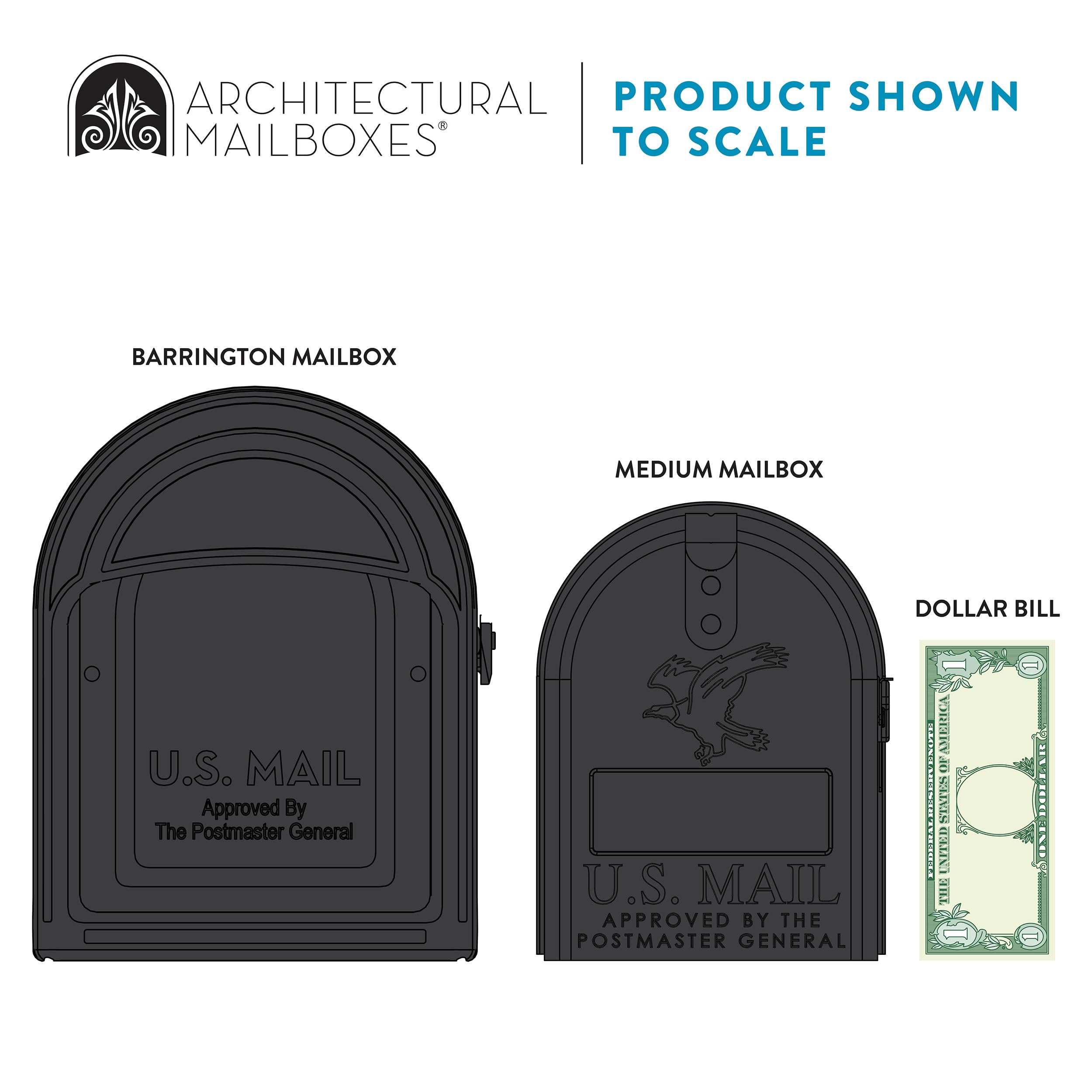 ARCHITECTURAL MAILBOXES 7900-1B-R-10 Barrington Postmount Cassetta postale, Nero, L