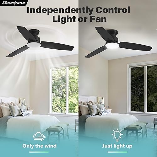 Miniatura 6 de Modernos ventiladores de techo de 42 pulgadas con luces y control remoto, dormitorio, sala de estar, oficina, montaje empotrado, 18 W, 3CCT