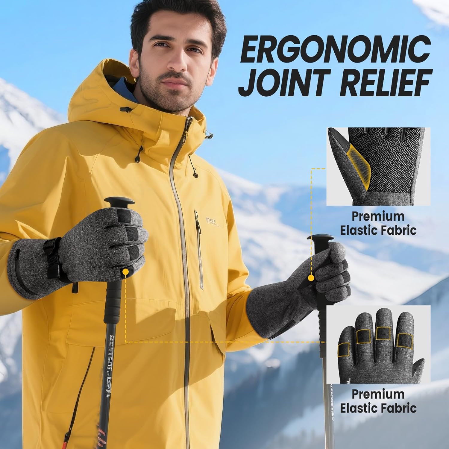 ATERCEL Ski Gloves with 3M Insulation for Men and Women, Waterproof Snow Gloves, Work & Snowboarding Glove - Image 5