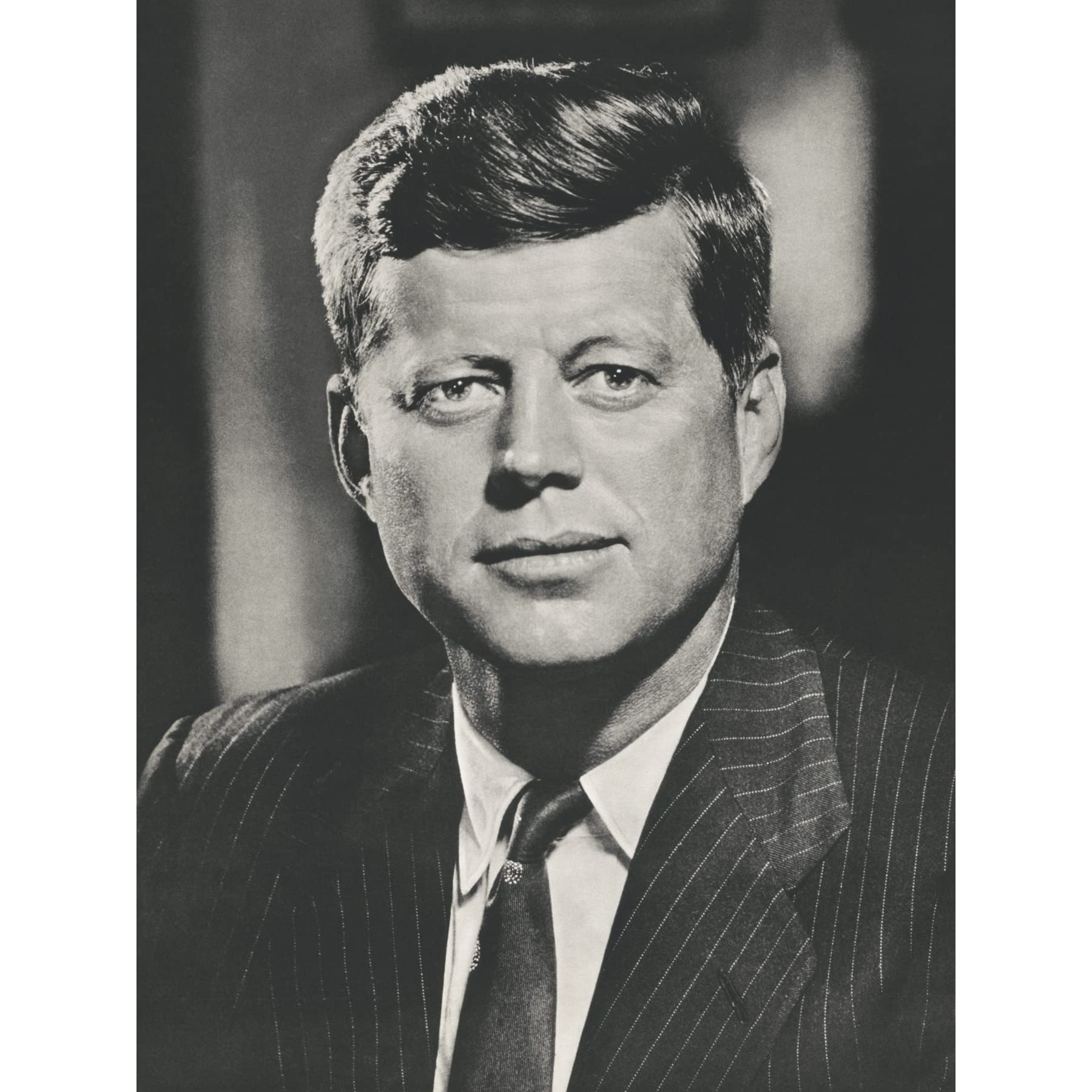 Artery8 John F Kennedy Portrait President Usa Bw Photo Large XL Wall Art Canvas Print