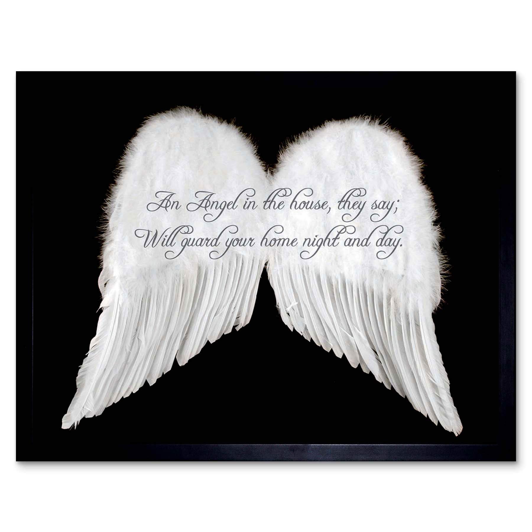Wee Blue Coo An Angel The House Guard Home Wings Quote Motivation Typography Art Print Framed Poster Wall Decor 12X16 Inch