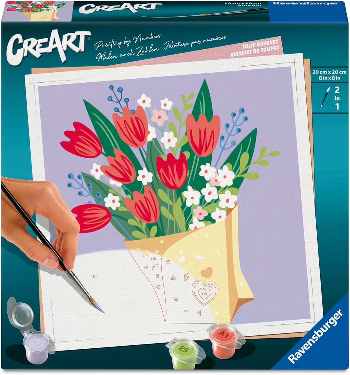Ravensburger Relax CreArt Tulip Bouquet Paint by Numbers Kit | Perfect DIY Art Gift for Adults, Stress Relief, and Creative Hobby