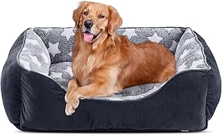 FURTIME Hundebett Grosse Hunde Hundekorb Waschbar Hundekörbchen rutschfeste Hundebetten Flauschig Hundematratze mit Erhöhte Ränder Weiches Hundesofa für Hunde Katze XL(89x63x23cm) Schwarz/Sterne product image