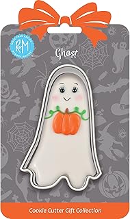 R & M International 8025 Ghost Shaped Tinplated Steel Cookie Cutter, 3.5", Gift Tag Carded