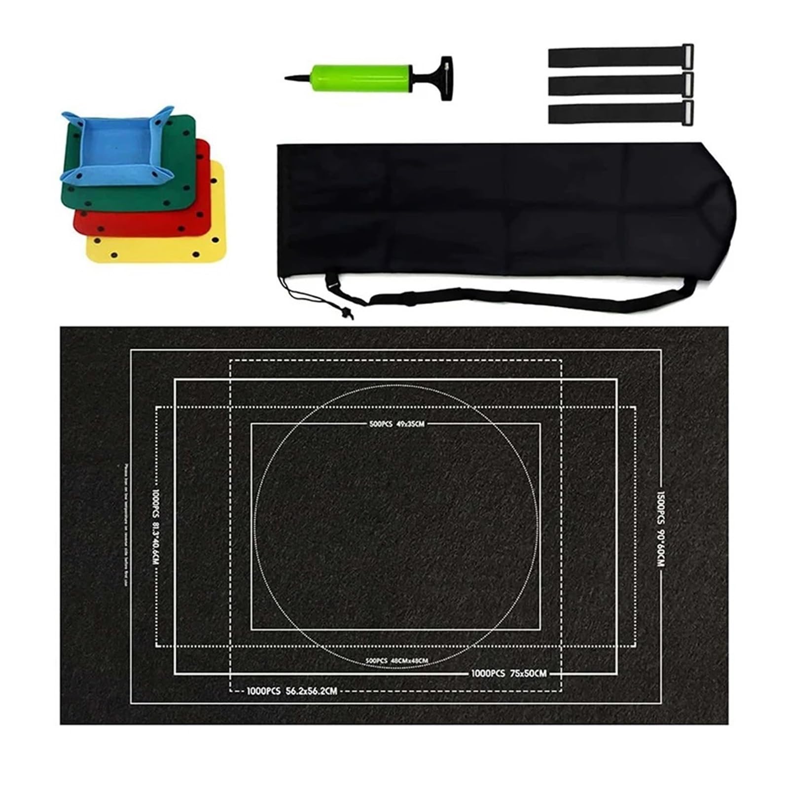 Tappetino portaoggetti for Puzzle da 1000~3000 Pezzi, Arrotolabile, interattivo, Portatile, da Viaggio, Pieghevole, in Feltro, Arrotolabile per Puzzle, Giochi(3000 Black Mat)