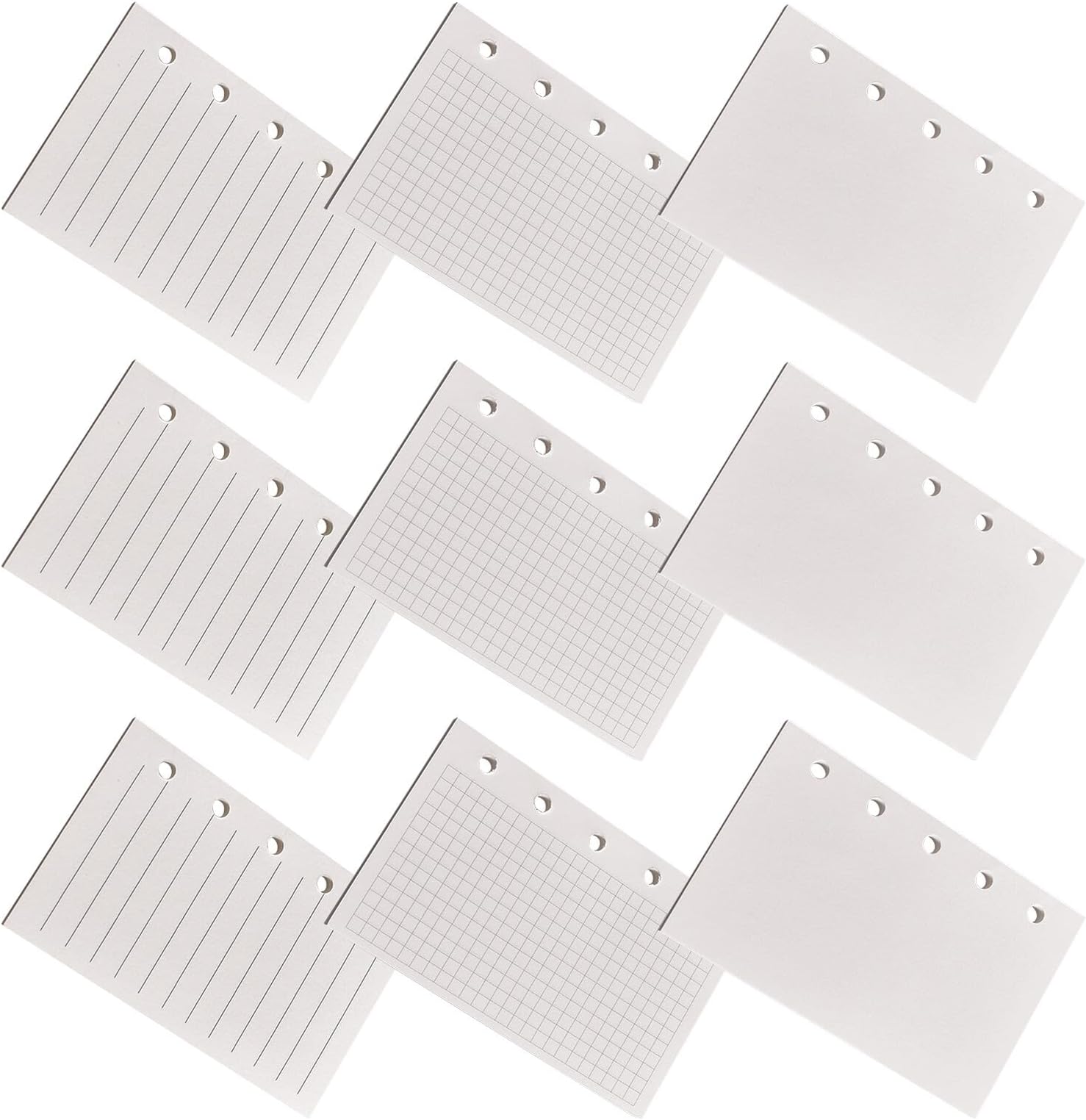 9pcs M5 Loose Leaf Refill Paper Set for Mini Binder 5-Hole Binder Inserts with Blank Grid and Lined Daolin Paper 40 Sheets Each for Office and School Use