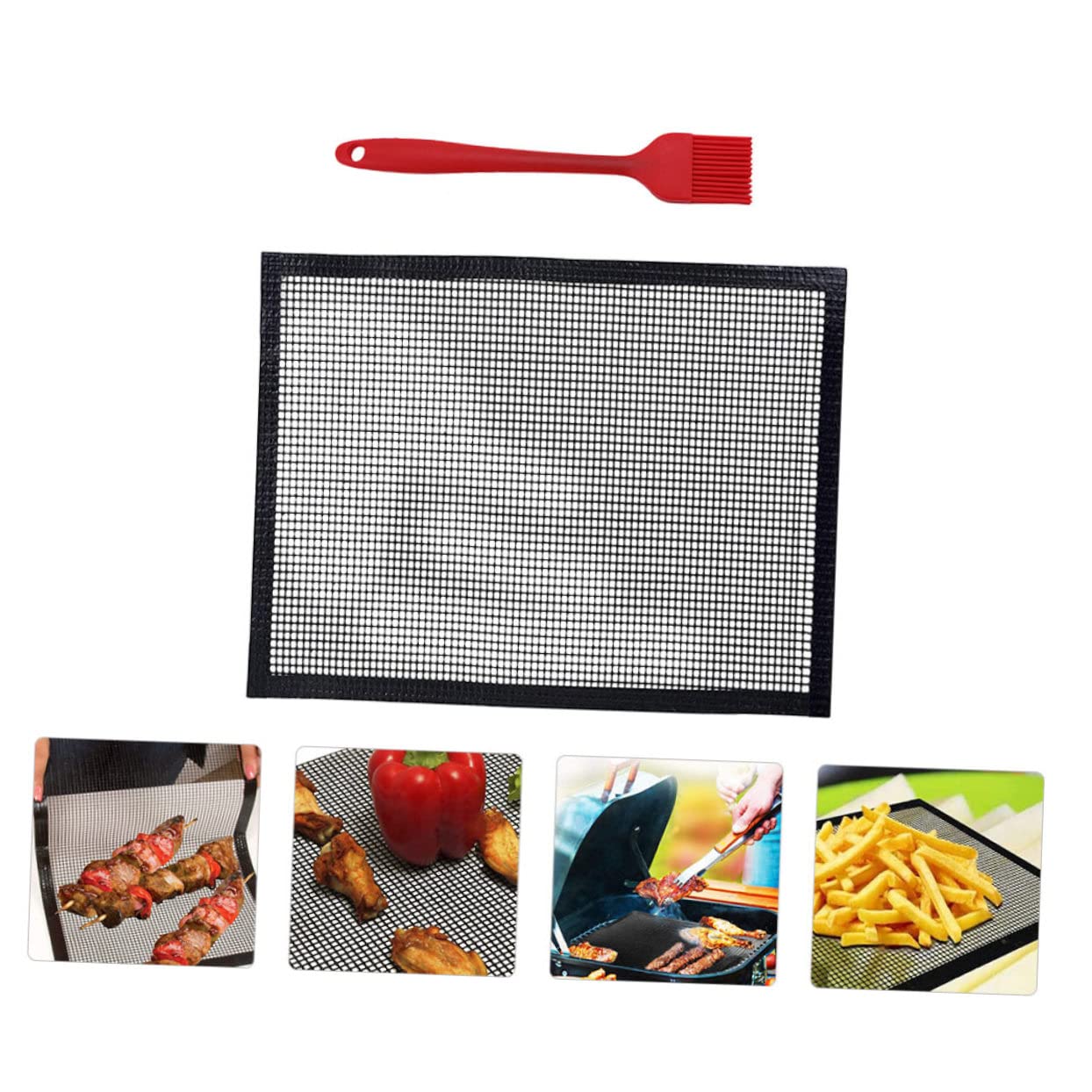 TOYANDONA 2 Piezas Rejilla de Malla a la Parrilla Cesta transatlántico Neto Esterilla Barbacoa Reutilizable Parrillas Estera de Rejilla de Barbacoa Estera para Hornear Fibra de Vidrio Black