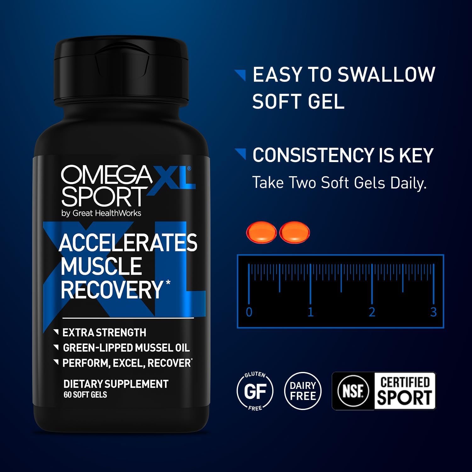 OmegaXL Sport Extra Strength Muscle Recovery Supplement and Respiratory Support Supplement - Improves DOMS and ROM, Clinically Supported Green-Lipped Mussel Oil (60 Softgels) - Image 7