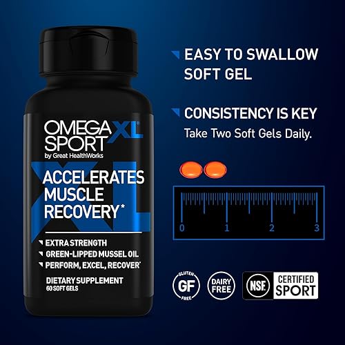Miniatura 7 de OmegaXL Suplemento deportivo extra fuerte de recuperación muscular y suplemento de apoyo respiratorio, mejora DOMS y ROM, aceite de mejillón de