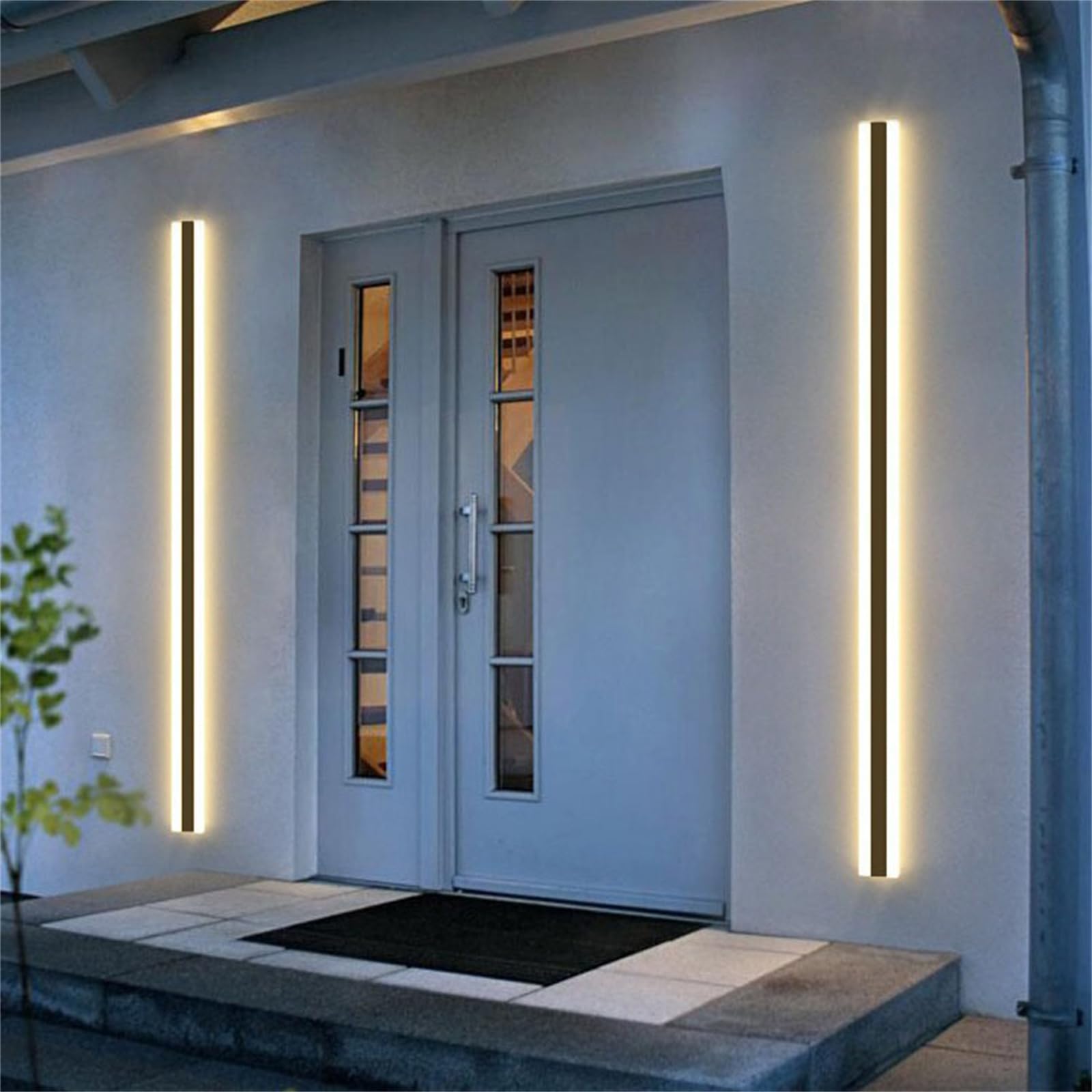 HELCEKOU Modern Waterproof LED Outdoor Wall Light, Black Iron Acrylic Sconce for Villa, Garden, Garage & Hallway - 100cm Contemporary Design Lighting Fixture