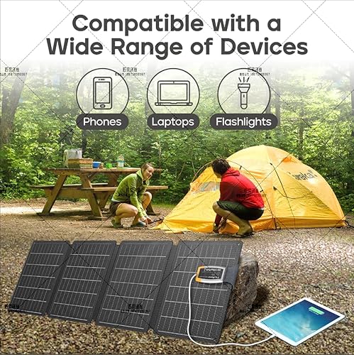 Miniatura 3 de E-LiPower Panel solar portátil de 36 W  Paneles solares plegables de alta eficiencia con USB QC y PD carga rápida para campamento, senderismo,