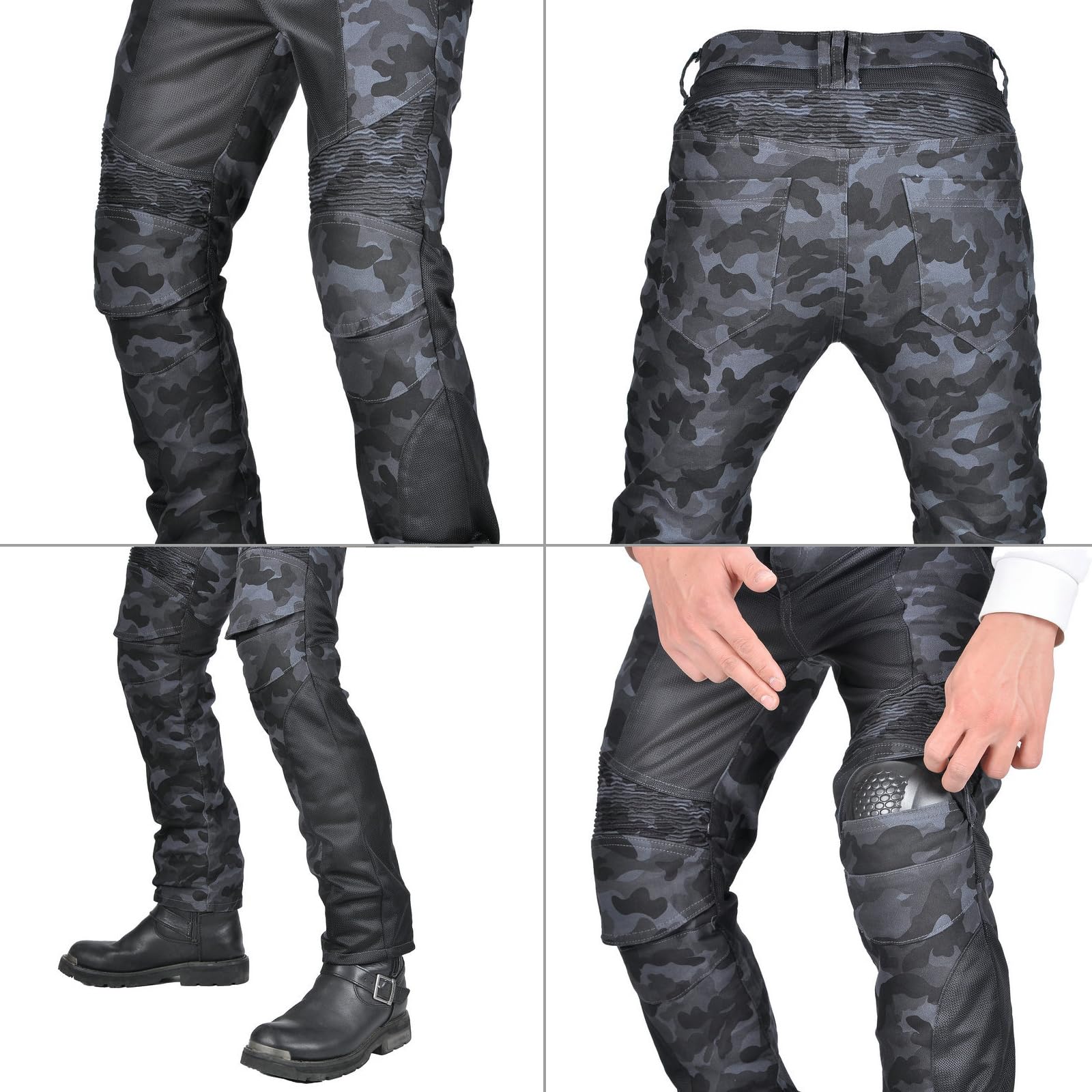 Męskie letnie spodnie motocyklowe, oddychające, ochronne dżinsy motocrossowe, damskie retro, na co dzień, rozciągliwe spodnie dżinsowe, wyścigi konne, z ulepszonymi zdejmowanymi pancerzami