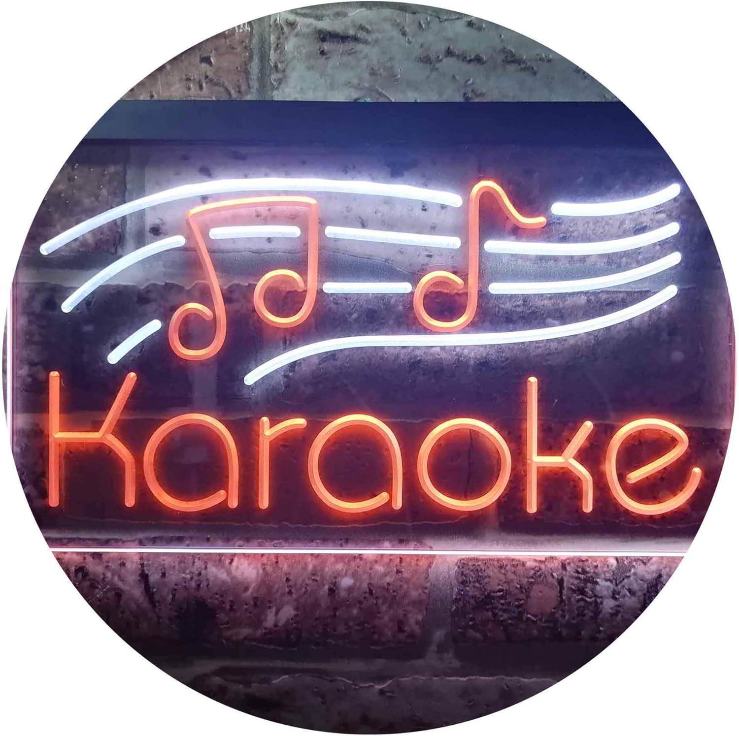 ADVPRO Karaoke Music Note Dual Color LED Neon Sign White & Orange 16" x 12" st6s43-i3164-wo