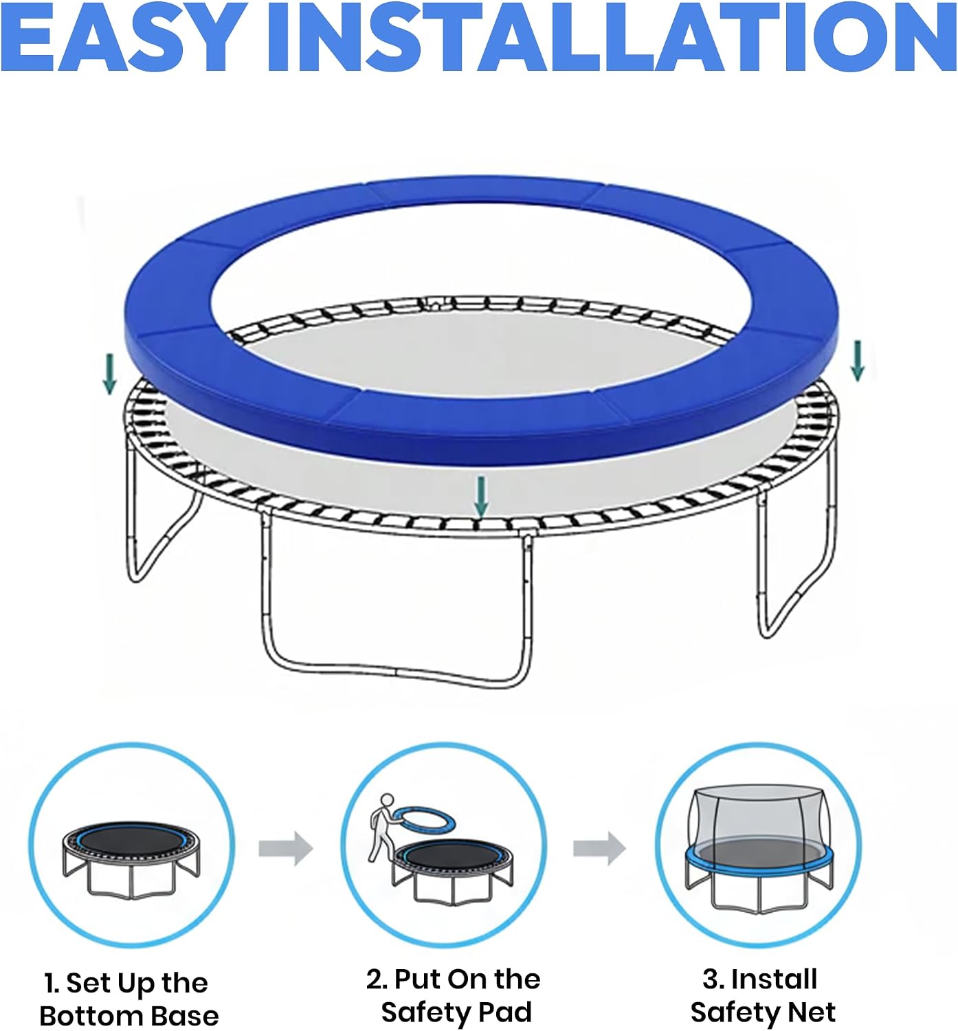 Trampoline Spring Cover, 14 FT Trampoline Pad Replacement, Waterproof & UV-Resistant Safety Pad with Durable Foam Padding for Outdoor Use