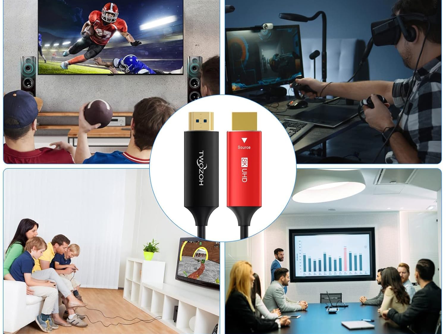Cable HDMI 2.1 de fibra óptica 20 m, 8K 60Hz 4K 120Hz 48Gbps, cable HDMI de alta velocidad para TV proyector consola y PC
